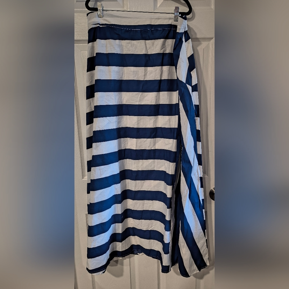 Ashley Stewart A Love Story Sz 20 Striped Blue and White Women's Skirt